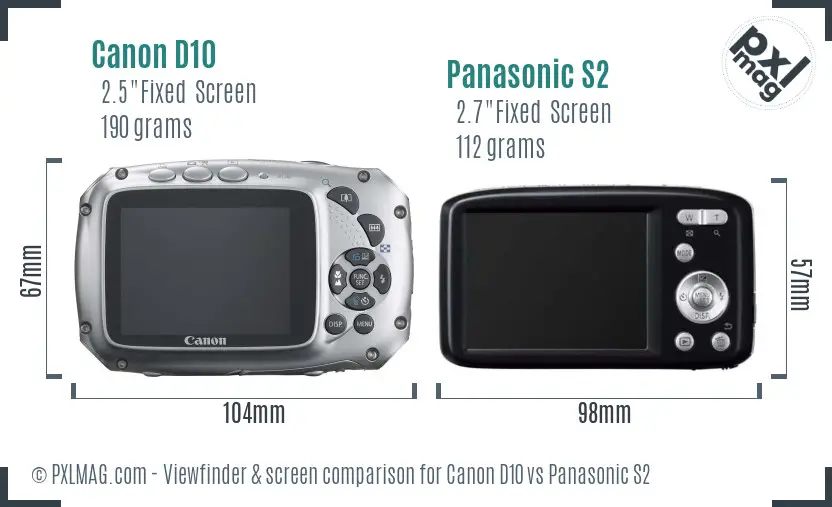 Canon D10 vs Panasonic S2 Screen and Viewfinder comparison Canon D10 vs Panasonic S2 Screen and Viewfinder comparison