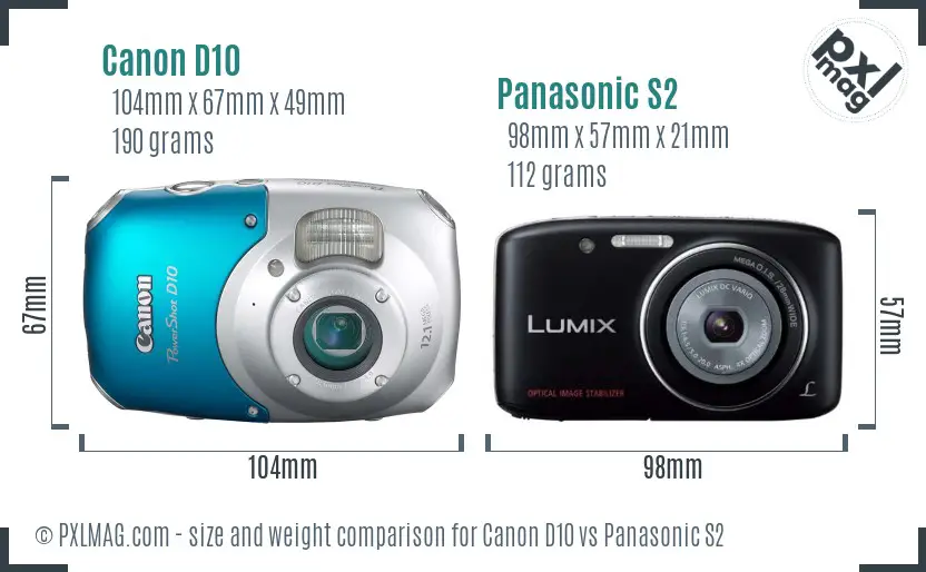 Canon D10 vs Panasonic S2 size comparison Canon D10 vs Panasonic S2 size comparison