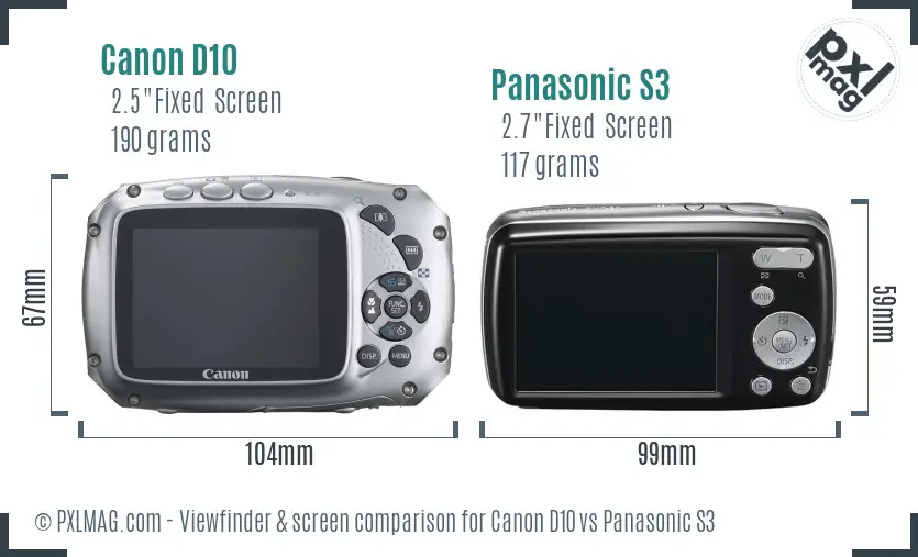 Canon D10 vs Panasonic S3 Screen and Viewfinder comparison