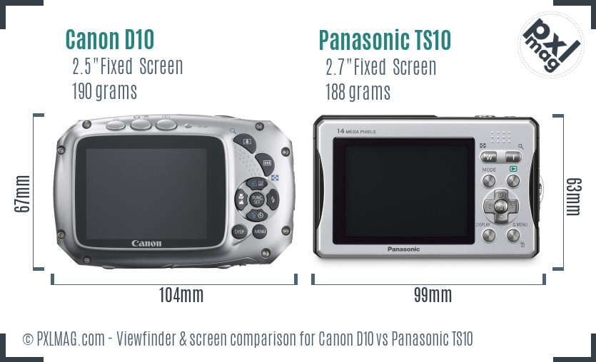 Canon D10 vs Panasonic TS10 Screen and Viewfinder comparison