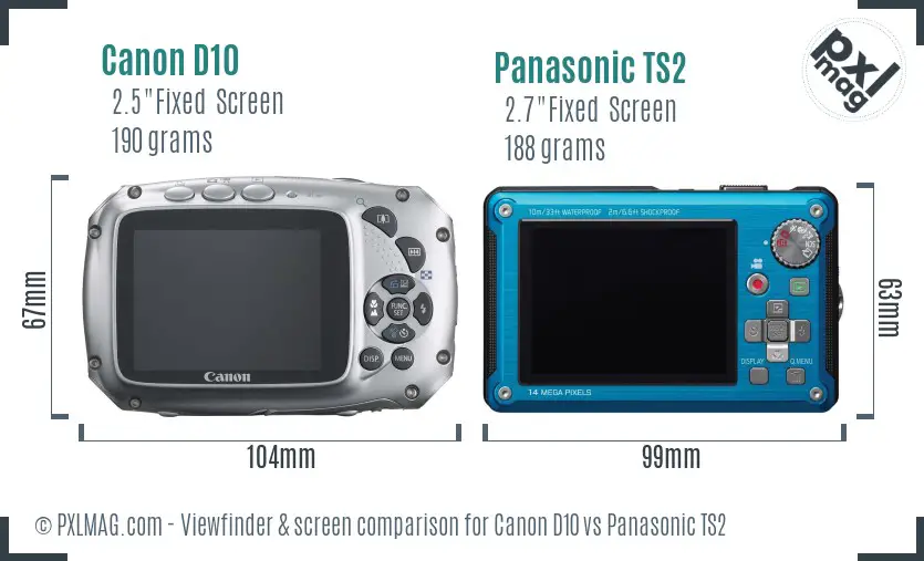Canon D10 vs Panasonic TS2 Screen and Viewfinder comparison