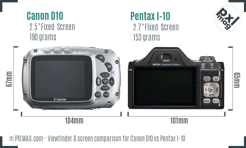 Canon D10 vs Pentax I-10 Screen and Viewfinder comparison