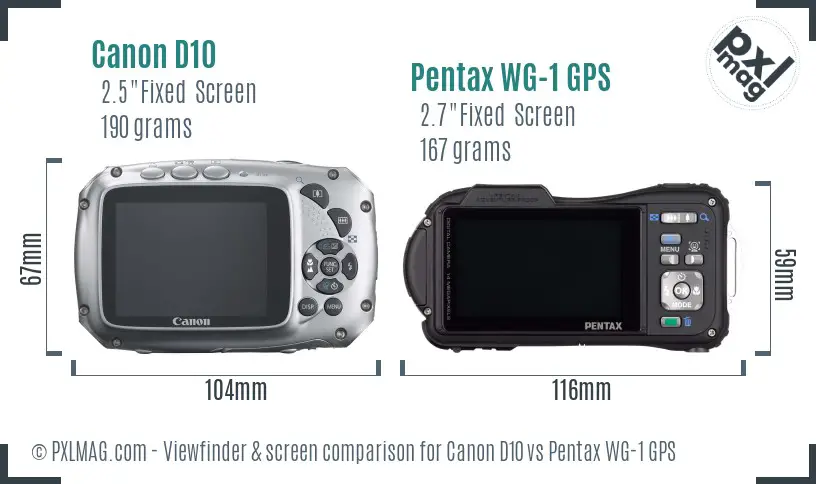 Canon D10 vs Pentax WG-1 GPS Screen and Viewfinder comparison Canon D10 vs Pentax WG-1 GPS Screen and Viewfinder comparison