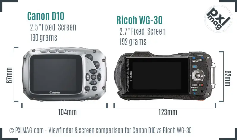 Canon D10 vs Ricoh WG-30 Screen and Viewfinder comparison Canon D10 vs Ricoh WG-30 Screen and Viewfinder comparison