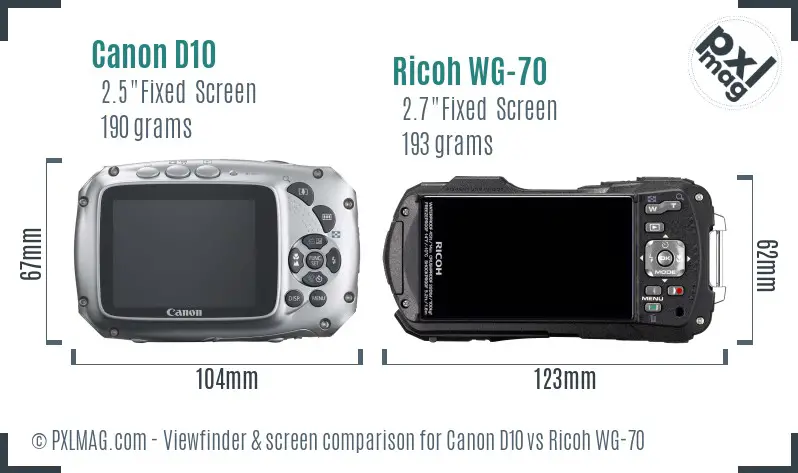 Canon D10 vs Ricoh WG-70 Screen and Viewfinder comparison Canon D10 vs Ricoh WG-70 Screen and Viewfinder comparison
