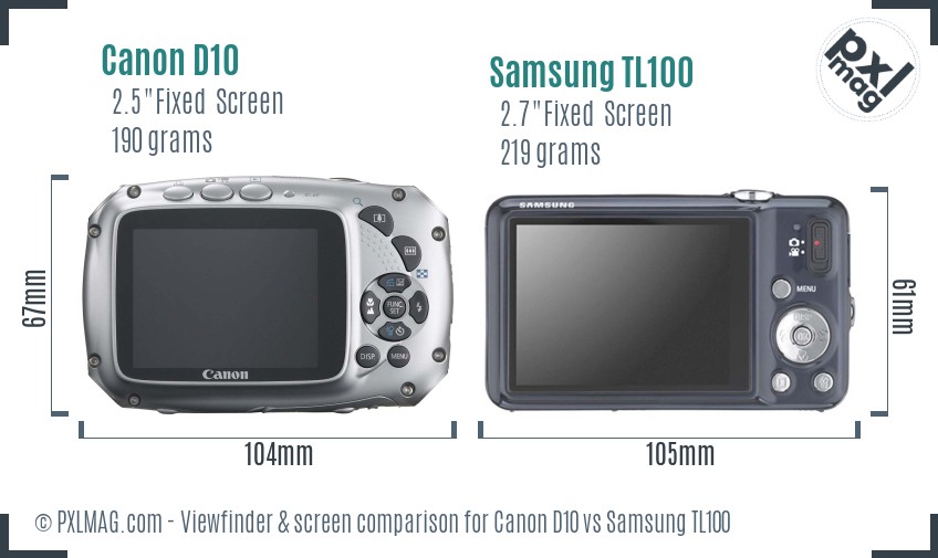Canon D10 vs Samsung TL100 Screen and Viewfinder comparison