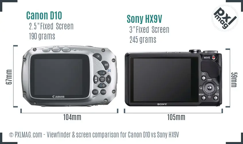 Canon D10 vs Sony HX9V Screen and Viewfinder comparison Canon D10 vs Sony HX9V Screen and Viewfinder comparison