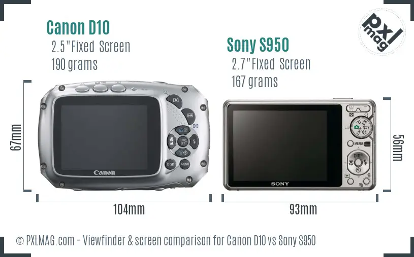 Canon D10 vs Sony S950 Screen and Viewfinder comparison