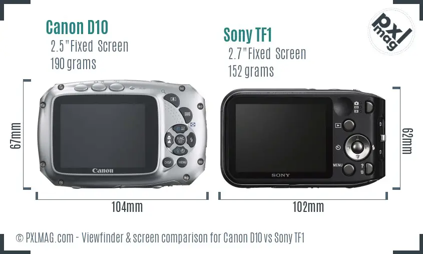 Canon D10 vs Sony TF1 Screen and Viewfinder comparison Canon D10 vs Sony TF1 Screen and Viewfinder comparison
