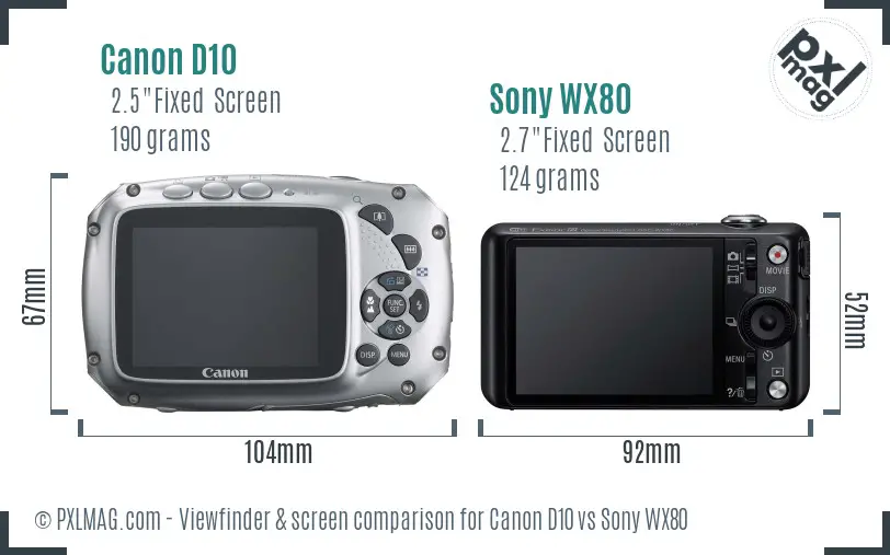 Canon D10 vs Sony WX80 Screen and Viewfinder comparison Canon D10 vs Sony WX80 Screen and Viewfinder comparison