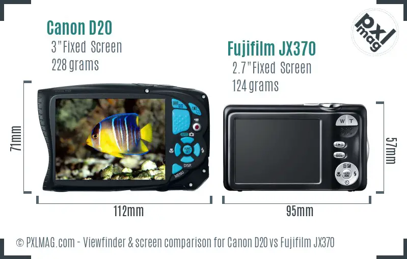 Canon D20 vs Fujifilm JX370 Screen and Viewfinder comparison