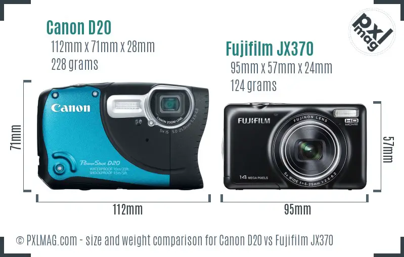 Canon D20 vs Fujifilm JX370 size comparison