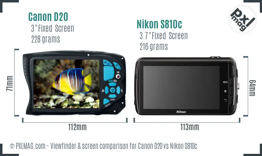 Canon D20 vs Nikon S810c Screen and Viewfinder comparison Canon D20 vs Nikon S810c Screen and Viewfinder comparison