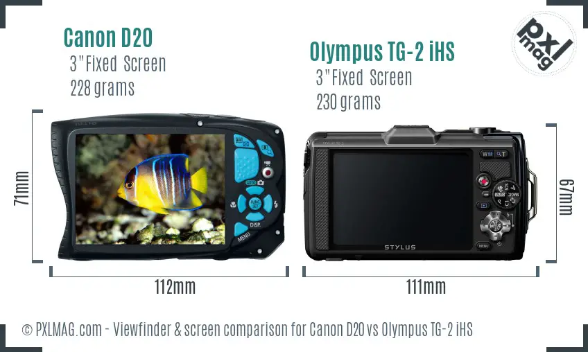 Canon D20 vs Olympus TG-2 iHS Screen and Viewfinder comparison