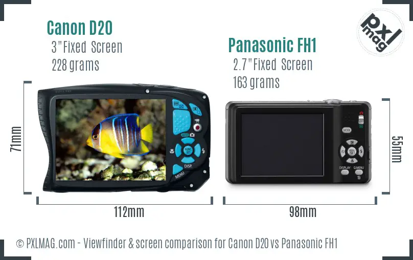 Canon D20 vs Panasonic FH1 Screen and Viewfinder comparison Canon D20 vs Panasonic FH1 Screen and Viewfinder comparison