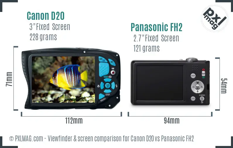 Canon D20 vs Panasonic FH2 Screen and Viewfinder comparison