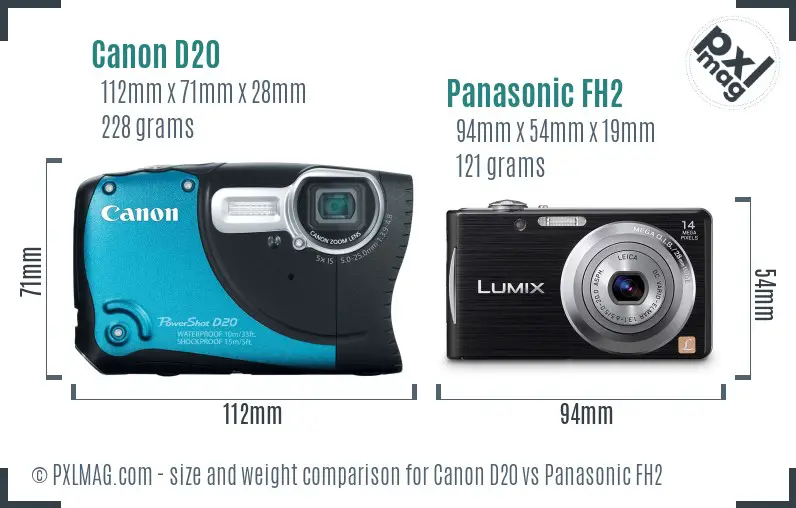 Canon D20 vs Panasonic FH2 size comparison Canon D20 vs Panasonic FH2 size comparison