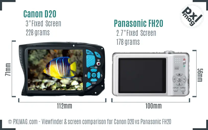 Canon D20 vs Panasonic FH20 Screen and Viewfinder comparison Canon D20 vs Panasonic FH20 Screen and Viewfinder comparison