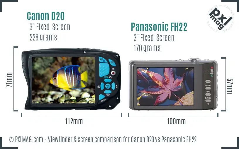 Canon D20 vs Panasonic FH22 Screen and Viewfinder comparison