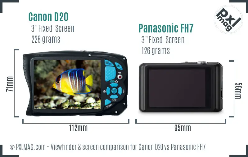 Canon D20 vs Panasonic FH7 Screen and Viewfinder comparison Canon D20 vs Panasonic FH7 Screen and Viewfinder comparison