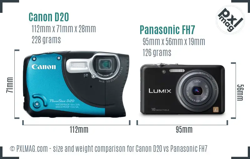 Canon D20 vs Panasonic FH7 size comparison Canon D20 vs Panasonic FH7 size comparison