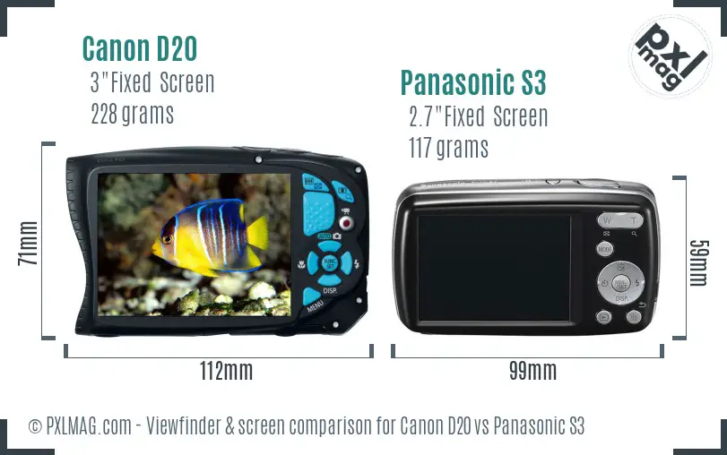 Canon D20 vs Panasonic S3 Screen and Viewfinder comparison Canon D20 vs Panasonic S3 Screen and Viewfinder comparison