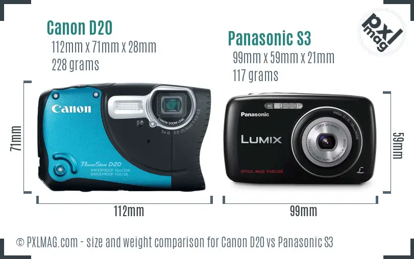 Canon D20 vs Panasonic S3 size comparison Canon D20 vs Panasonic S3 size comparison