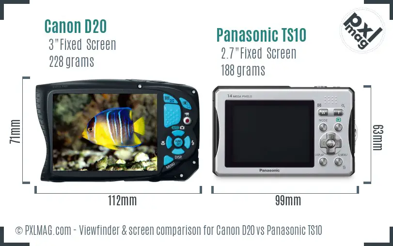 Canon D20 vs Panasonic TS10 Screen and Viewfinder comparison