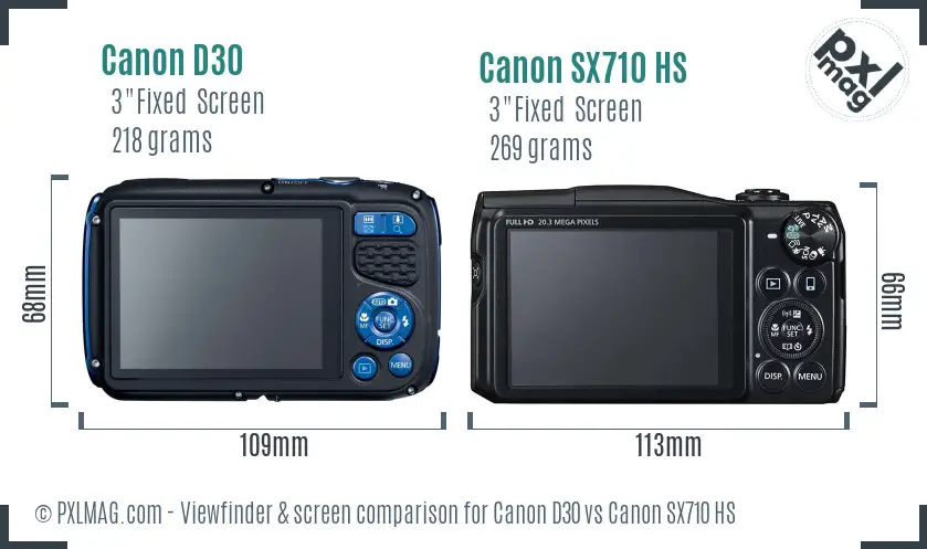 Canon D30 vs Canon SX710 HS Screen and Viewfinder comparison Canon D30 vs Canon SX710 HS Screen and Viewfinder comparison