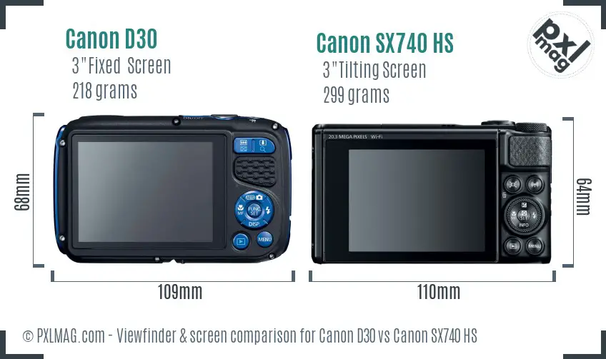 Canon D30 vs Canon SX740 HS Screen and Viewfinder comparison Canon D30 vs Canon SX740 HS Screen and Viewfinder comparison