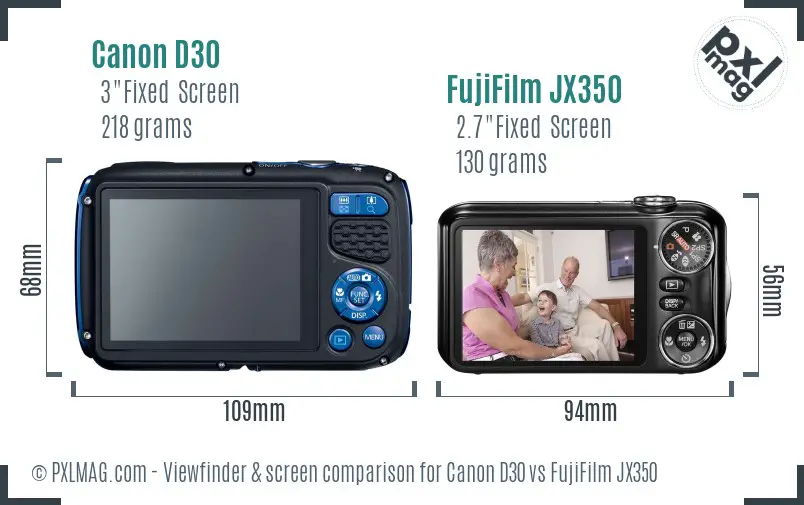 Canon D30 vs FujiFilm JX350 Screen and Viewfinder comparison