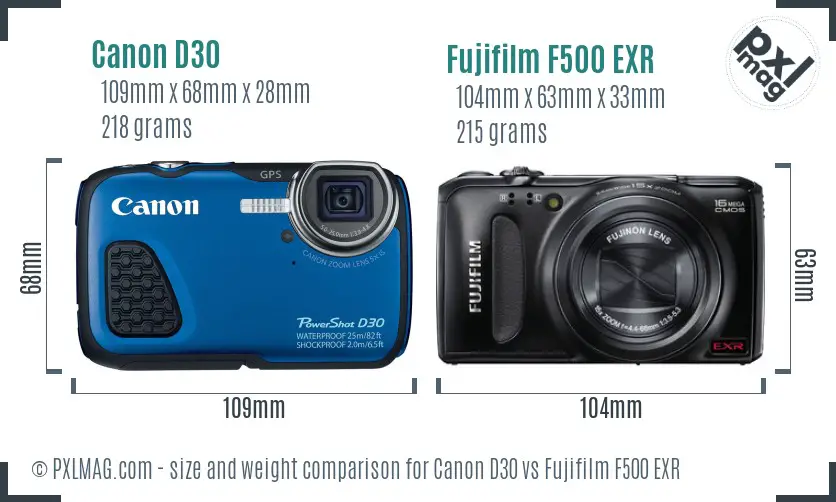 Canon D30 vs Fujifilm F500 EXR size comparison Canon D30 vs Fujifilm F500 EXR size comparison