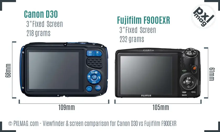 Canon D30 vs Fujifilm F900EXR Screen and Viewfinder comparison Canon D30 vs Fujifilm F900EXR Screen and Viewfinder comparison