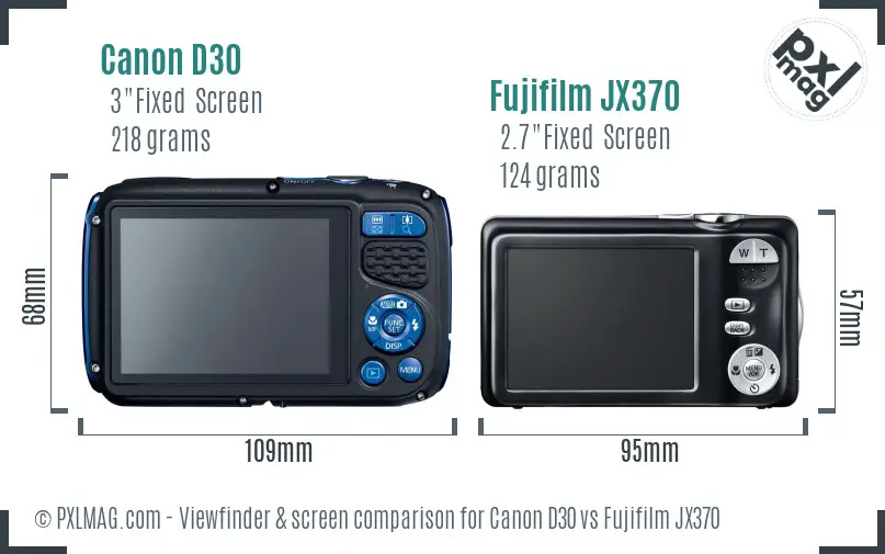 Canon D30 vs Fujifilm JX370 Screen and Viewfinder comparison