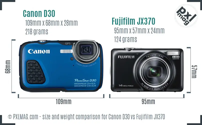 Canon D30 vs Fujifilm JX370 size comparison