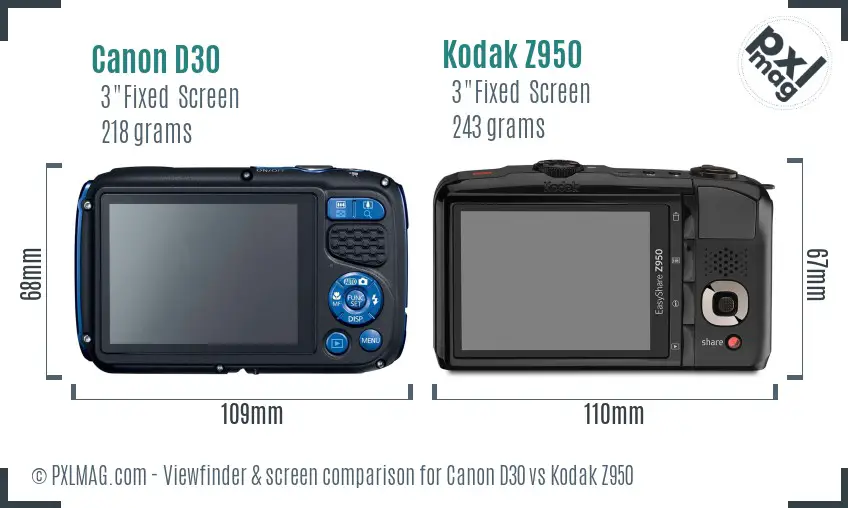 Canon D30 vs Kodak Z950 Screen and Viewfinder comparison Canon D30 vs Kodak Z950 Screen and Viewfinder comparison