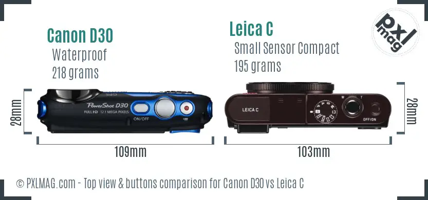 Canon D30 vs Leica C top view buttons comparison