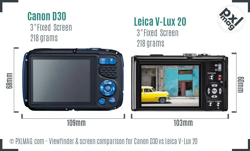 Canon D30 vs Leica V-Lux 20 Screen and Viewfinder comparison Canon D30 vs Leica V-Lux 20 Screen and Viewfinder comparison
