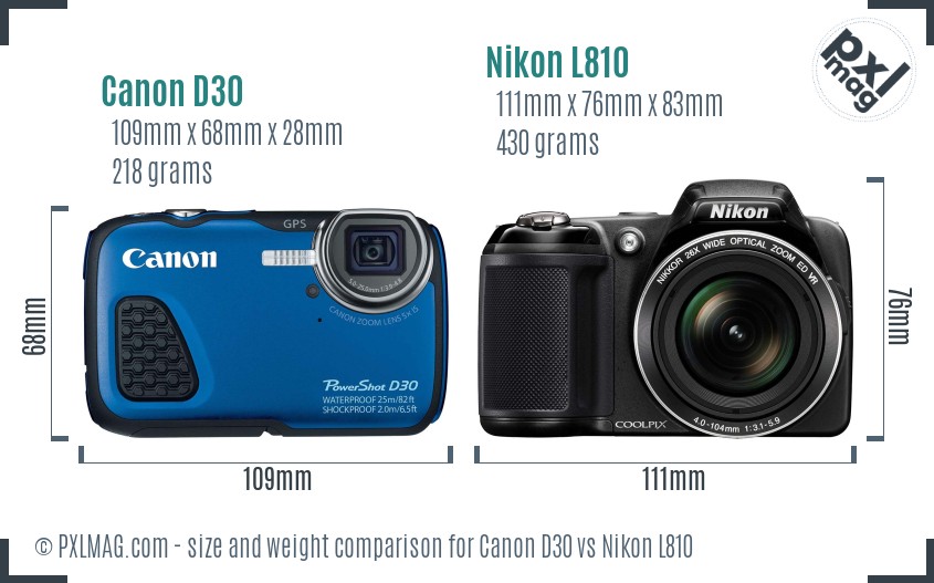 Canon D30 vs Nikon L810 size comparison Canon D30 vs Nikon L810 size comparison