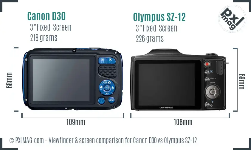 Canon D30 vs Olympus SZ-12 Screen and Viewfinder comparison Canon D30 vs Olympus SZ-12 Screen and Viewfinder comparison