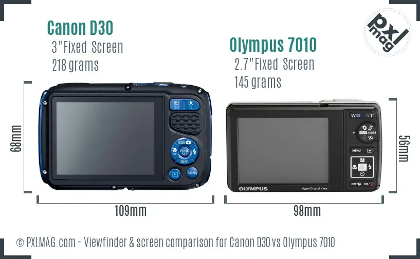 Canon D30 vs Olympus 7010 Screen and Viewfinder comparison