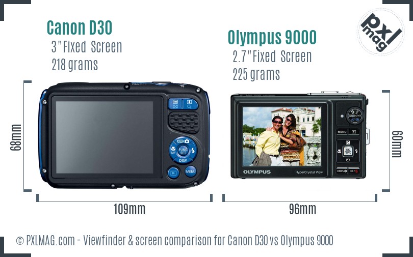 Canon D30 vs Olympus 9000 Screen and Viewfinder comparison