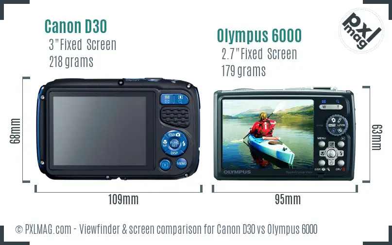 Canon D30 vs Olympus 6000 Screen and Viewfinder comparison