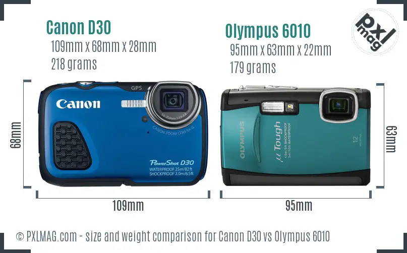 Canon D30 vs Olympus 6010 size comparison