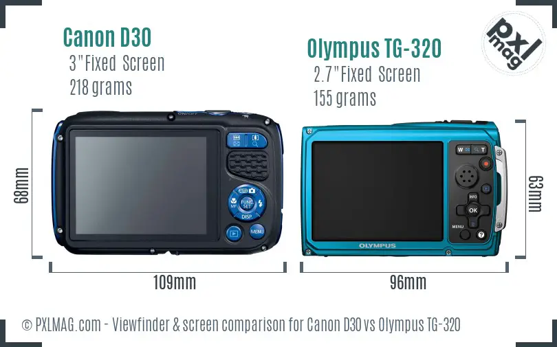 Canon D30 vs Olympus TG-320 Screen and Viewfinder comparison