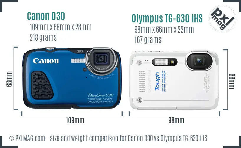 Canon D30 vs Olympus TG-630 iHS size comparison