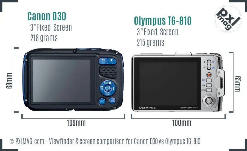 Canon D30 vs Olympus TG-810 Screen and Viewfinder comparison