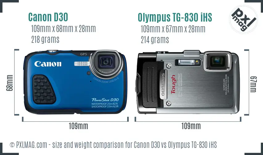 Canon D30 vs Olympus TG-830 iHS size comparison