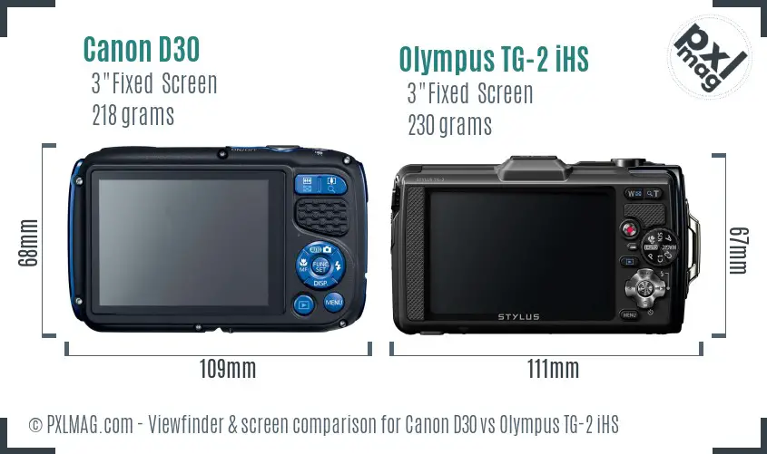 Canon D30 vs Olympus TG-2 iHS Screen and Viewfinder comparison