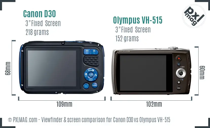 Canon D30 vs Olympus VH-515 Screen and Viewfinder comparison